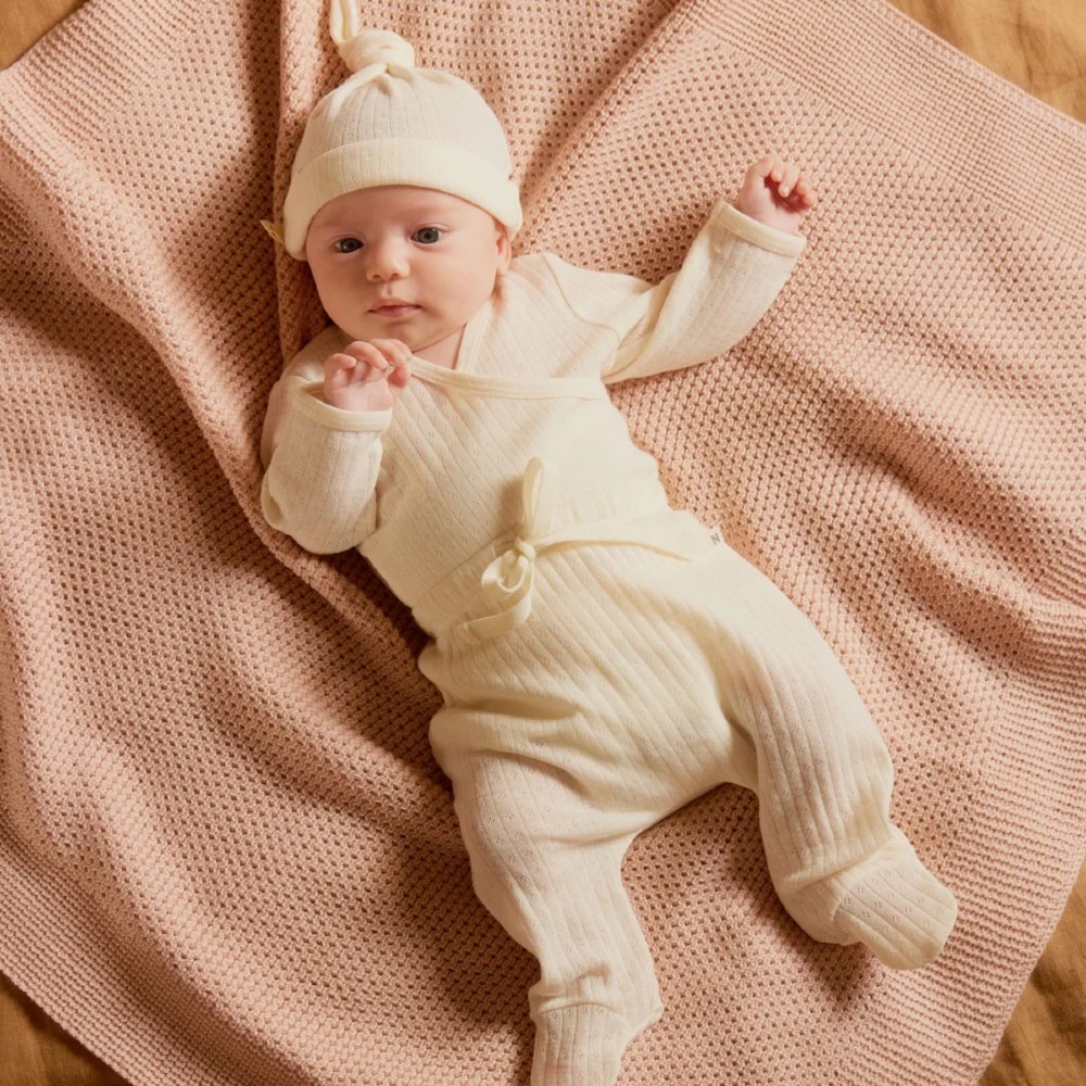 Nature Baby Merino Pointelle Footed Romper