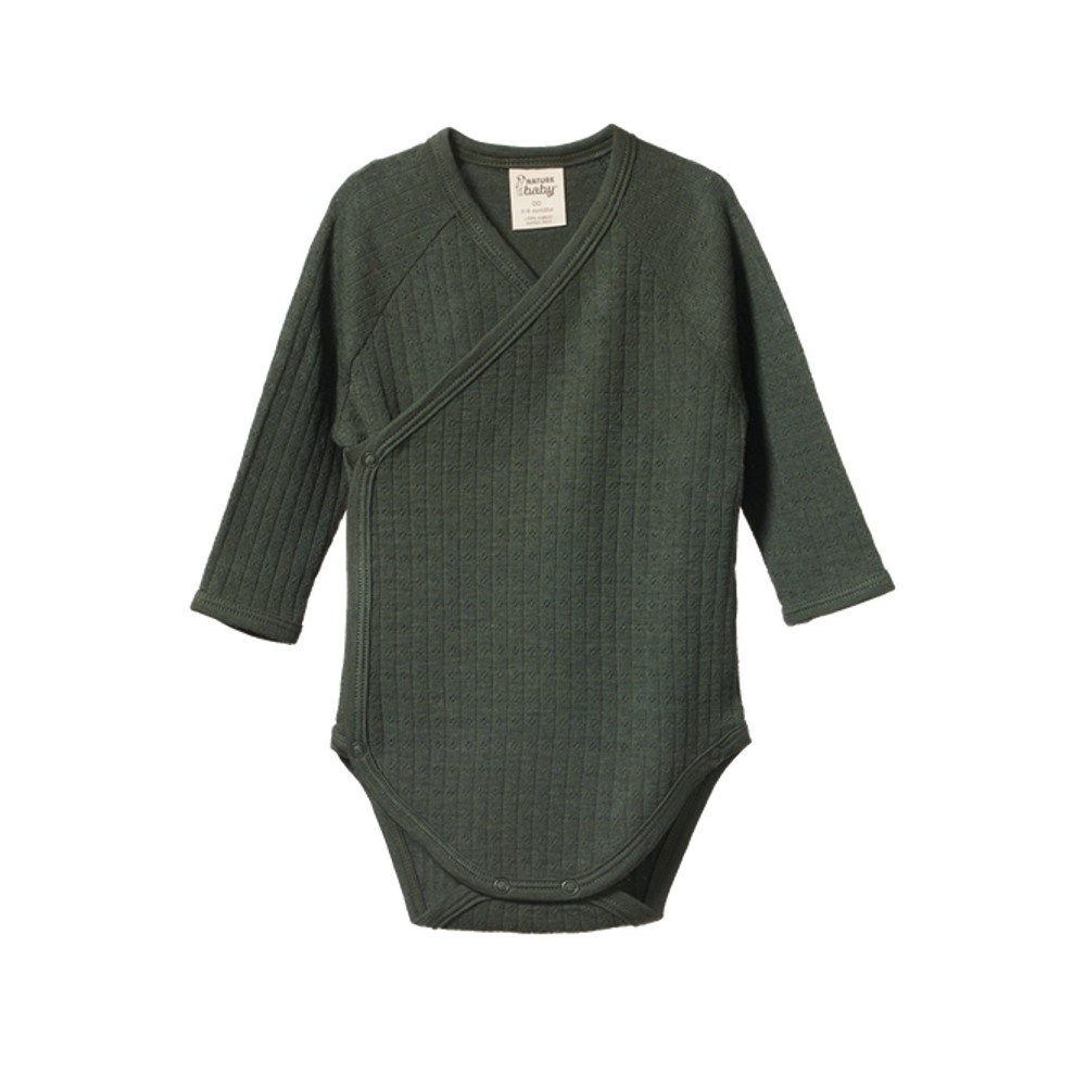 Nature Baby Merino Kimono Pointelle Long Sleeve Bodysuit