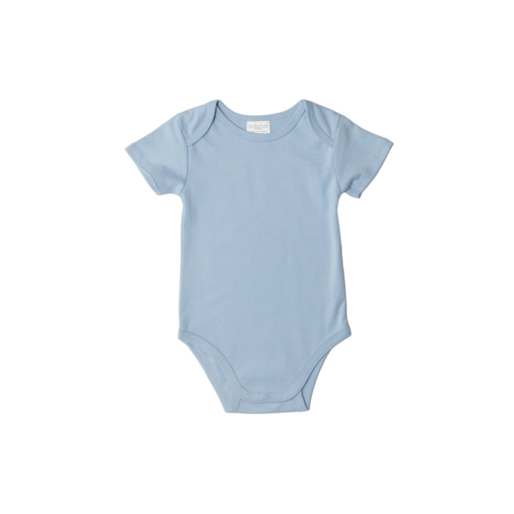 Baby Basics 100% Organic Cotton Short Sleeve Bodysuit - Blue