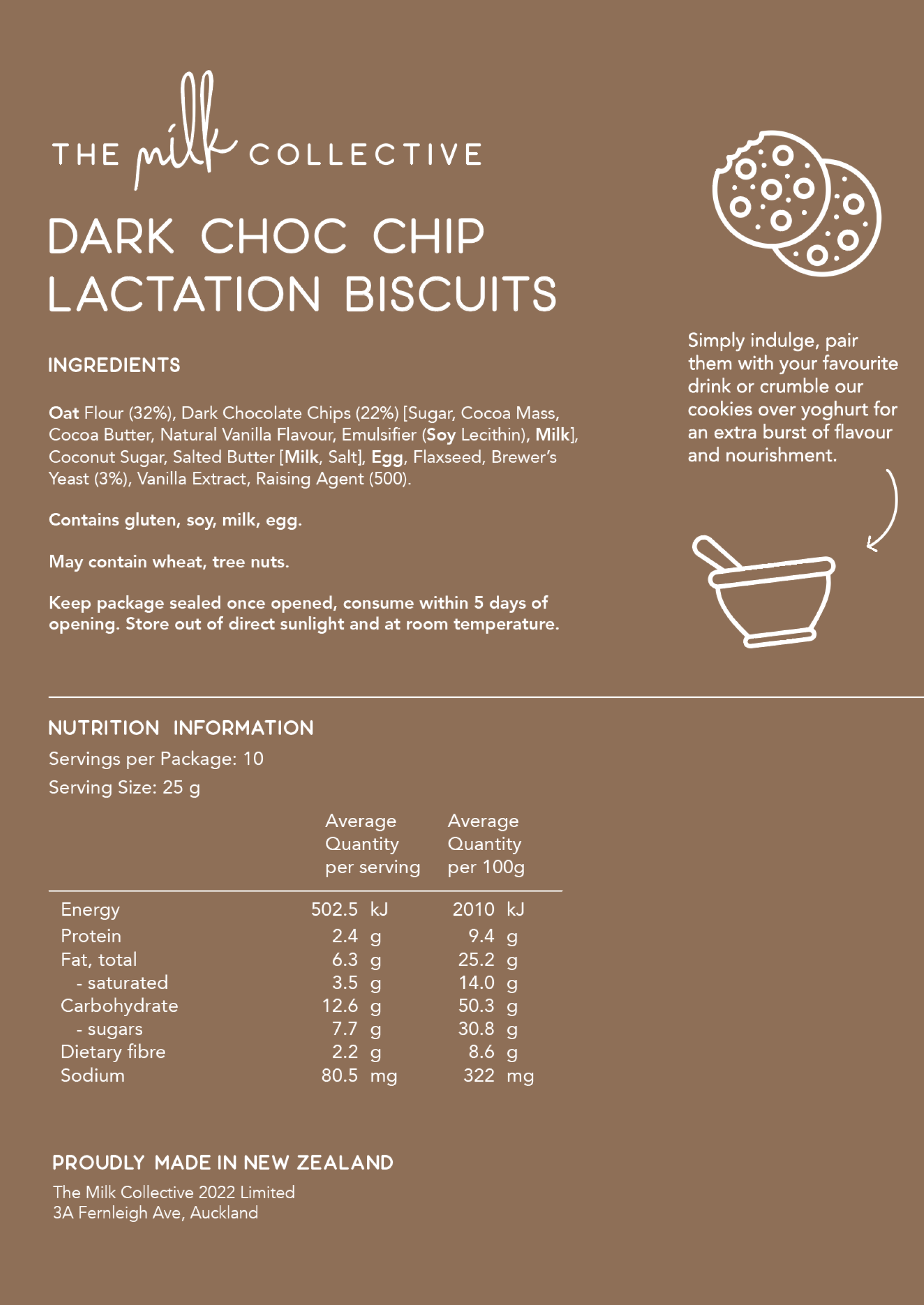 The Milk Collective Dark Choc Chip Lactation Biscuits