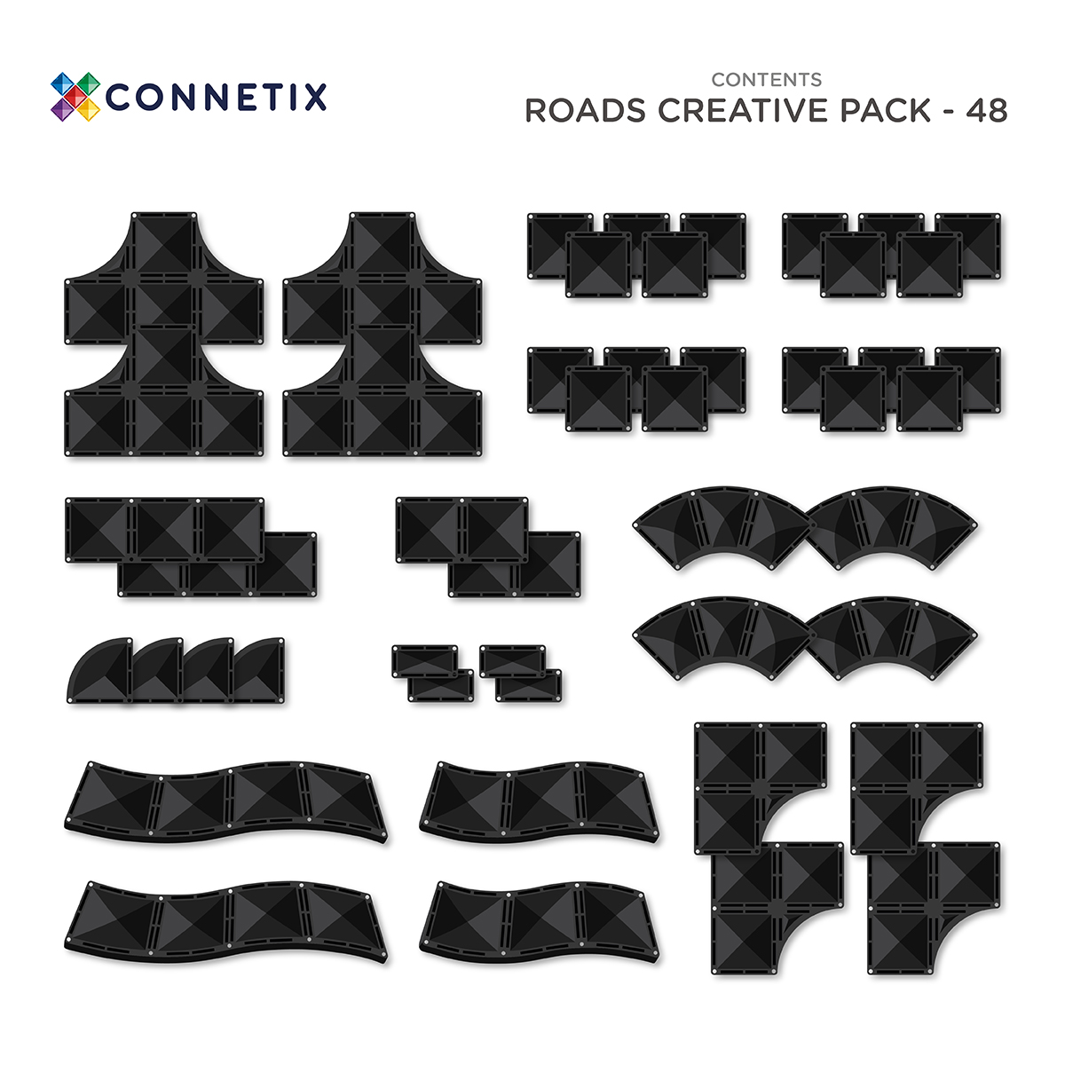 Connetix Creative Roads Pack - 48 Piece