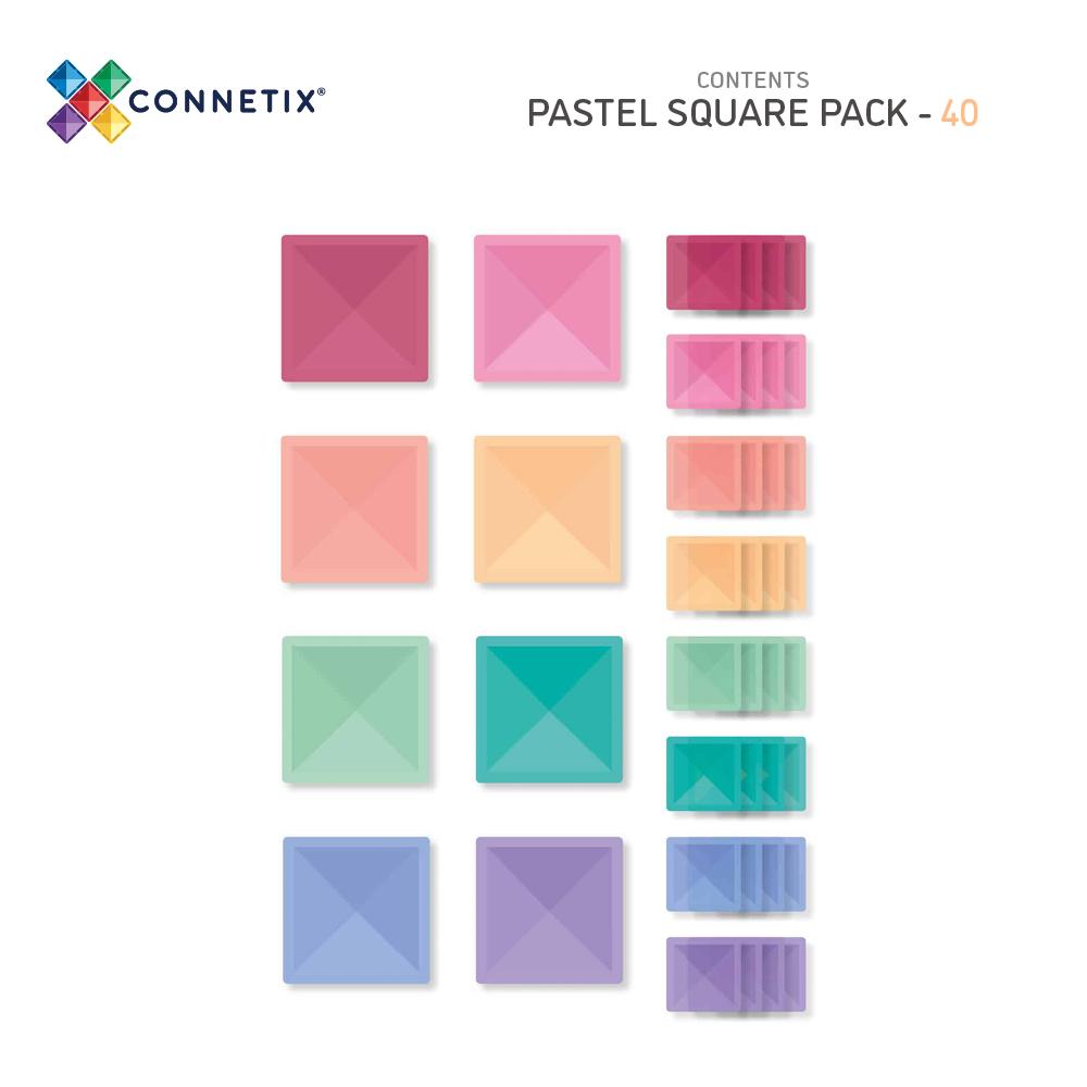 PRE-ORDER Connetix Pastel Square Pack - 40 piece