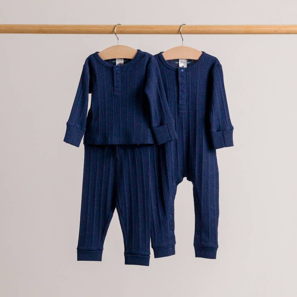 Woolbabe Merino/Organic Cotton Long Sleeve Henley Top - Daydream Collection