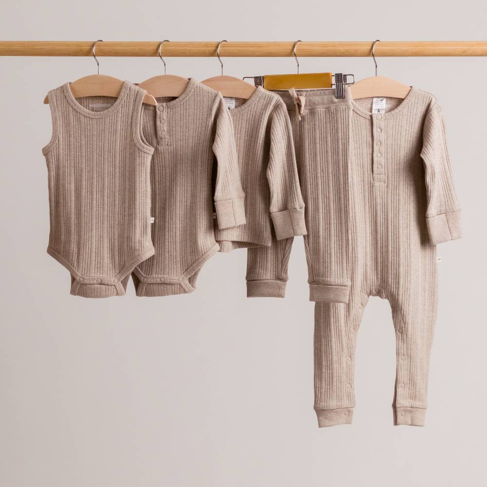 Woolbabe Merino/Organic Cotton Long Sleeve Henley Suit - Daydream Collection