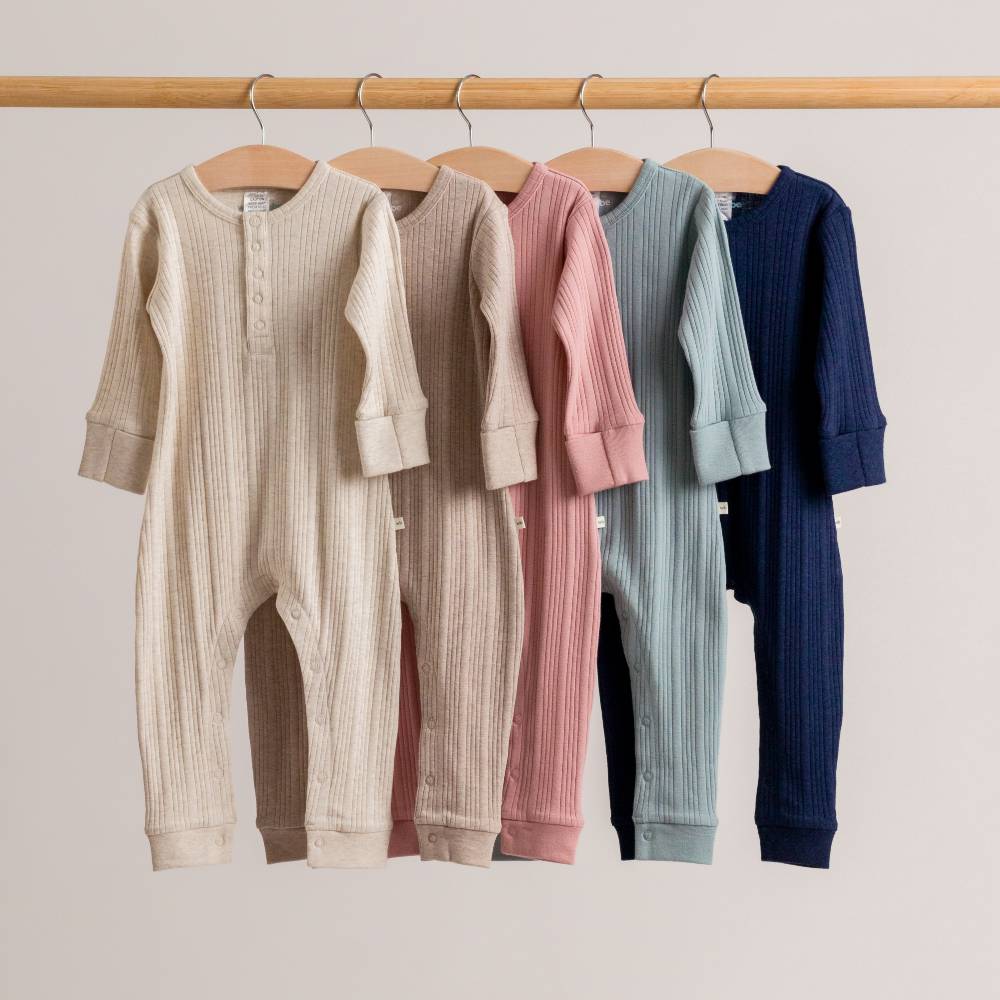 Woolbabe Merino/Organic Cotton Long Sleeve Henley Suit - Daydream Collection