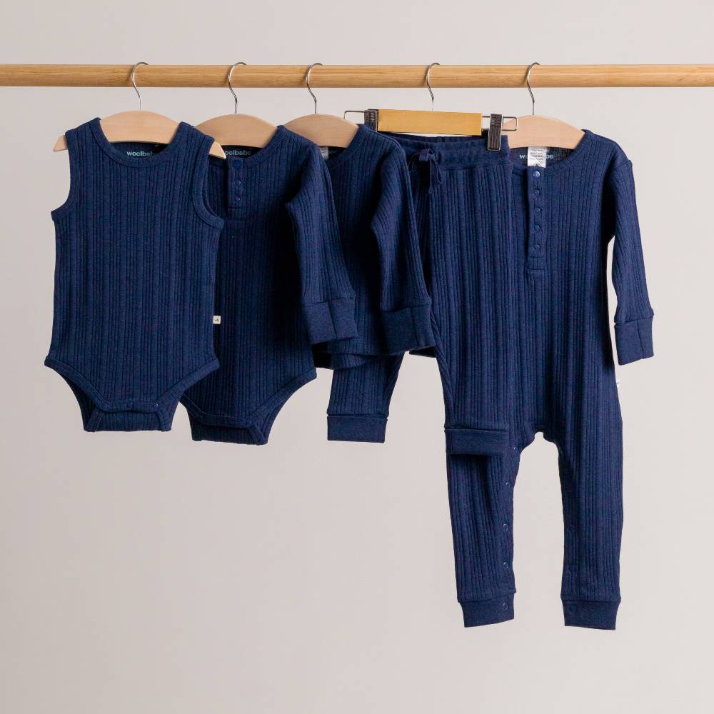 Woolbabe Merino/Organic Cotton Long Sleeve Henley Suit - Daydream Collection