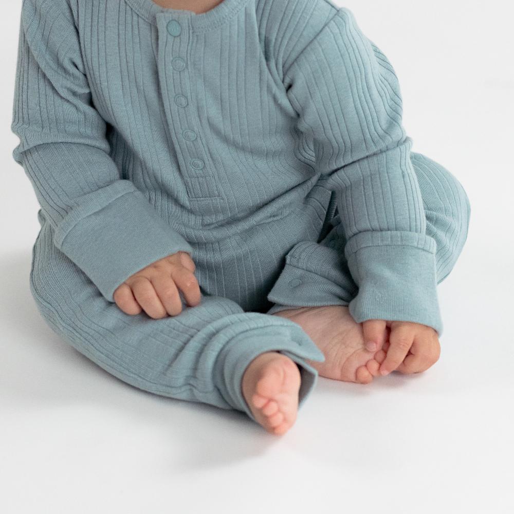 Woolbabe Merino/Organic Cotton Long Sleeve Henley Suit - Daydream Collection