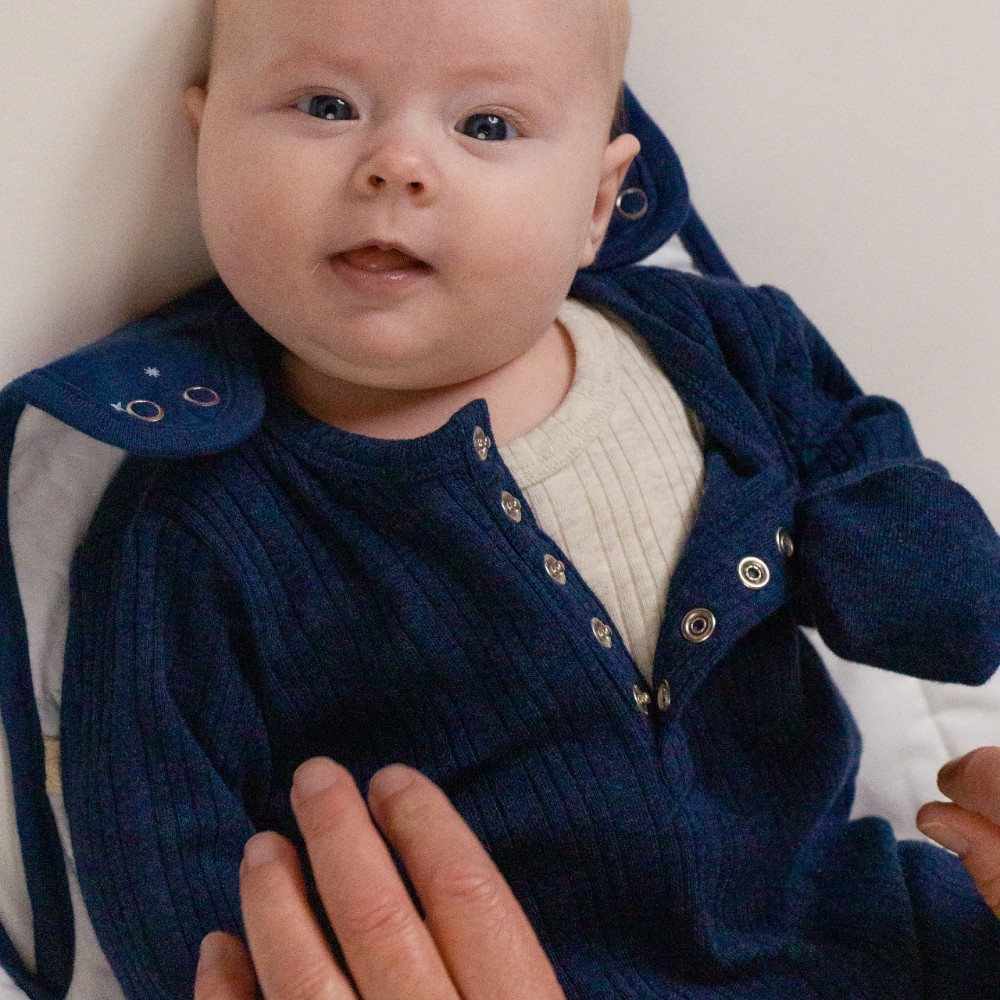 Woolbabe Merino/Organic Cotton Long Sleeve Henley Suit - Daydream Collection