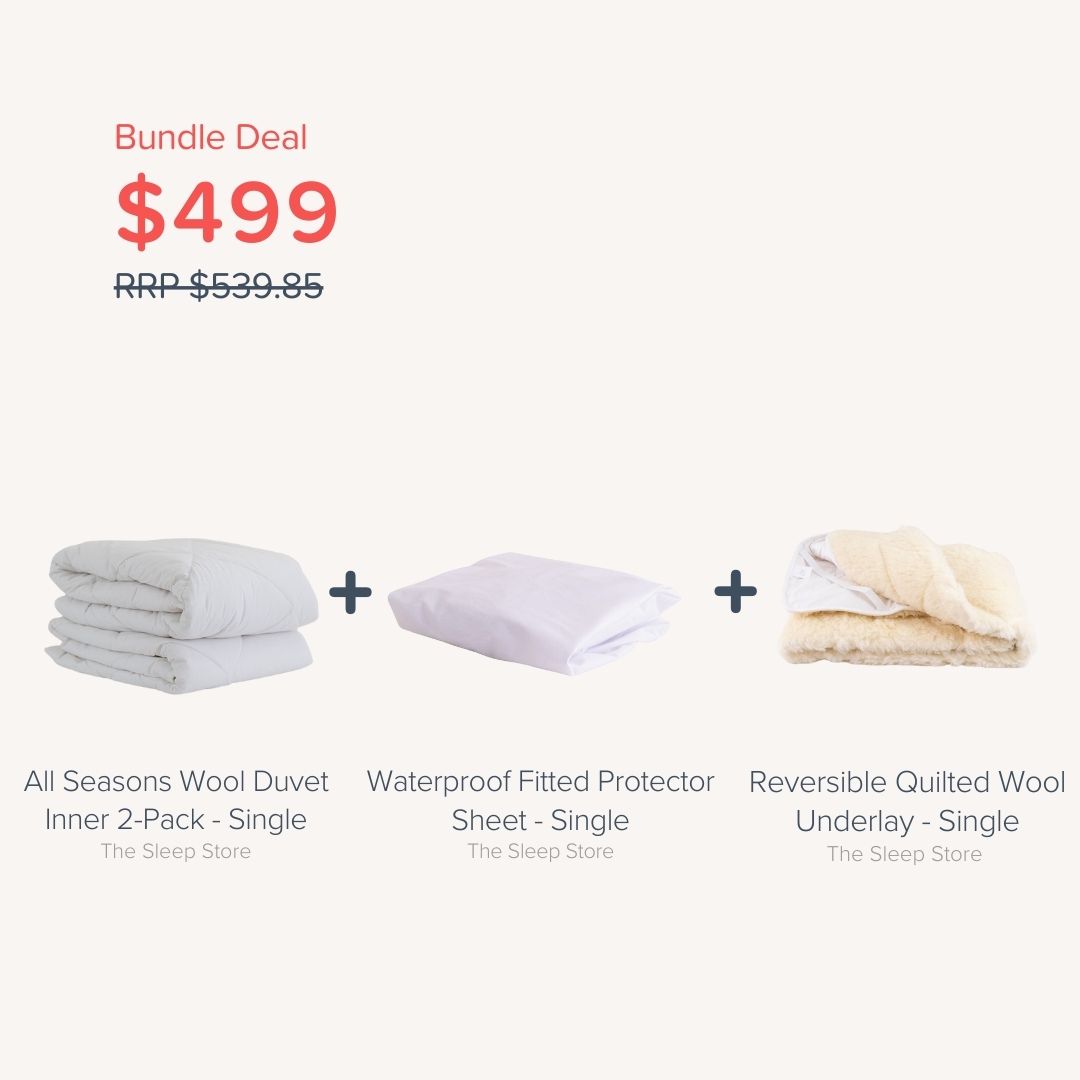 Bundle - Kids Wool Duvet, Underlay & Mattress Protector