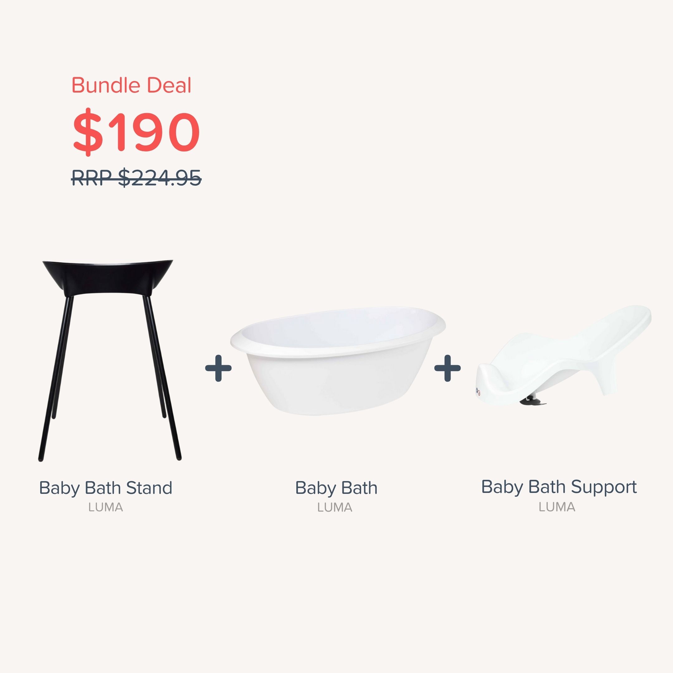 Bundle - LUMA Bath, Bath Stand & Baby Bath Support