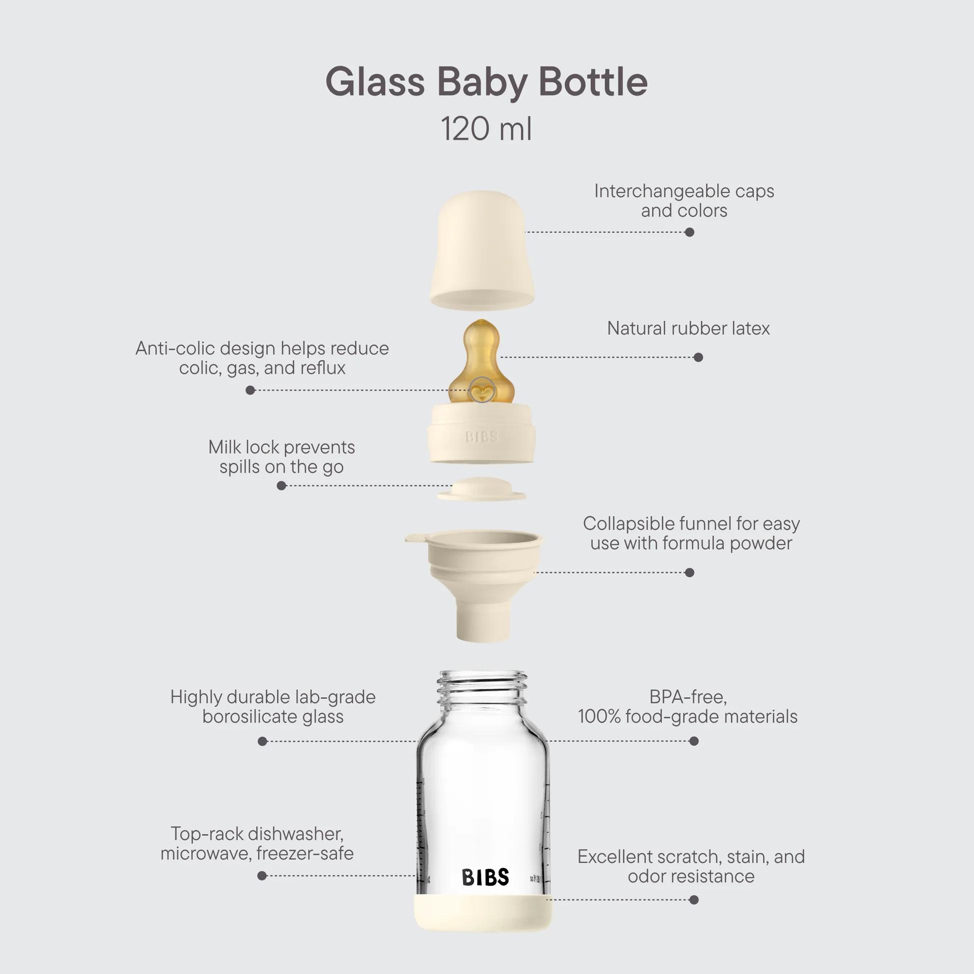 BIBS Glass Baby Bottle Complete Set - Latex