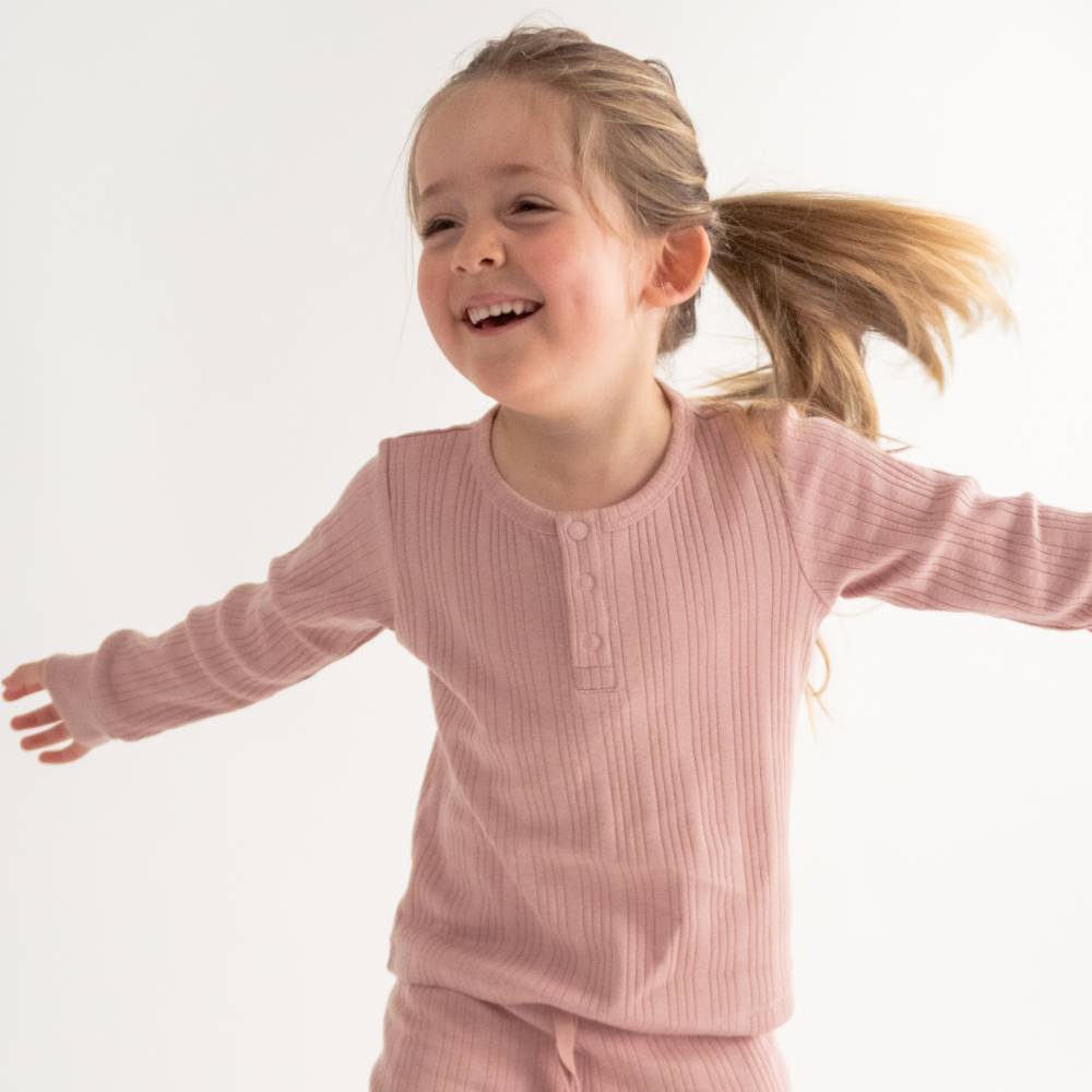 Woolbabe Merino/Organic Cotton Daydream Henley Top & Relaxed Pants Set