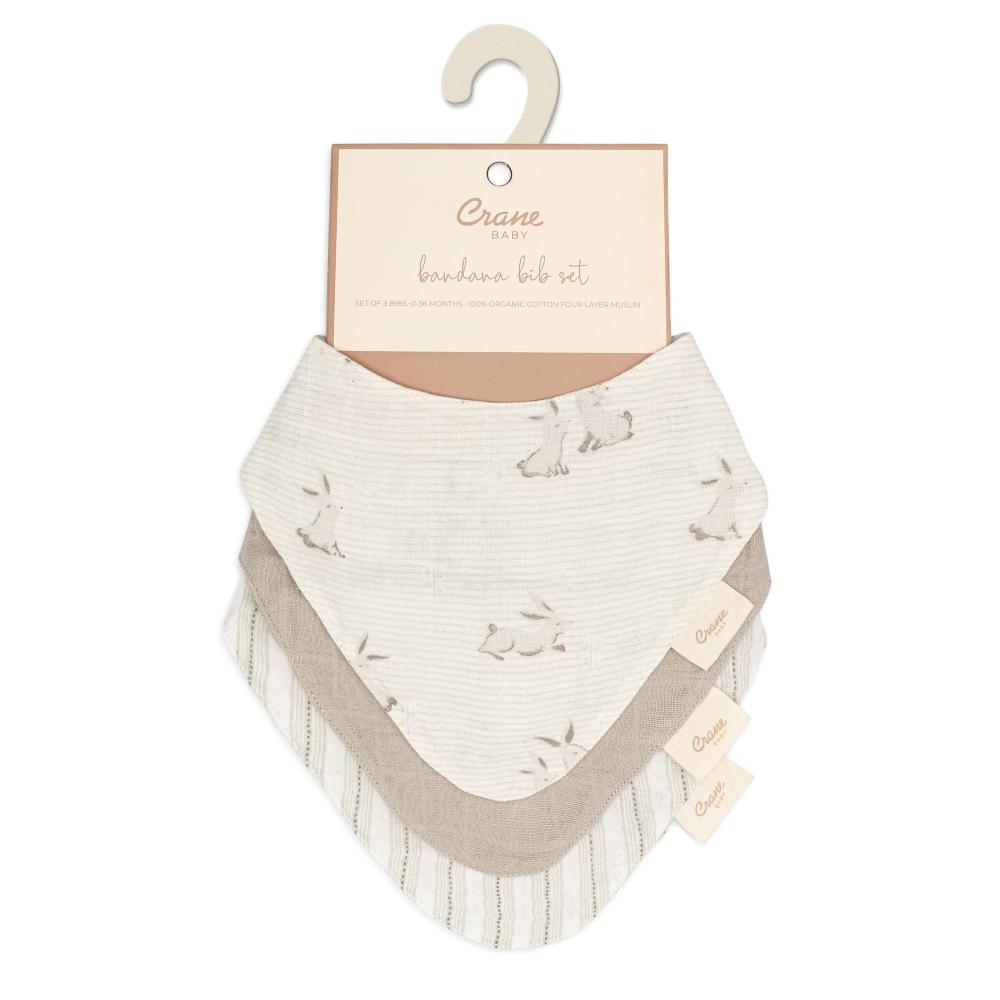 Crane Baby Organic Cotton Muslin Bandana Bib Set 3pk