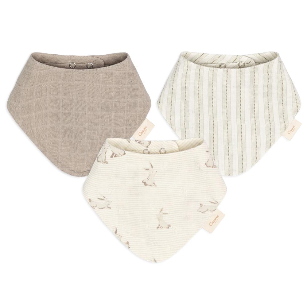 Crane Baby Organic Cotton Muslin Bandana Bib Set 3pk