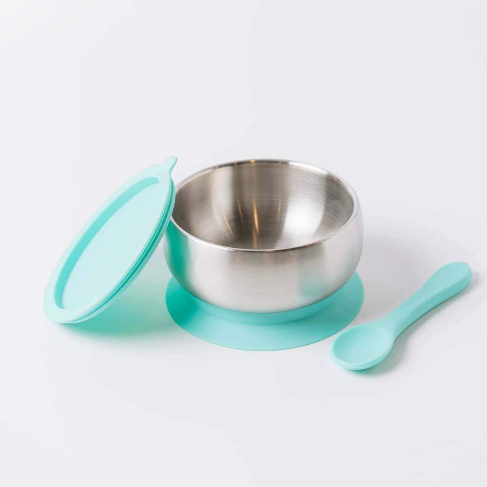 Lion & Lady 18/8 Stainless Steel Feeding Bowl & Spoon