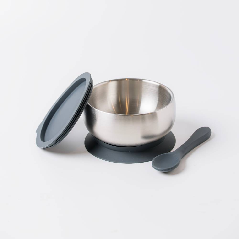 Lion & Lady 18/8 Stainless Steel Feeding Bowl & Spoon