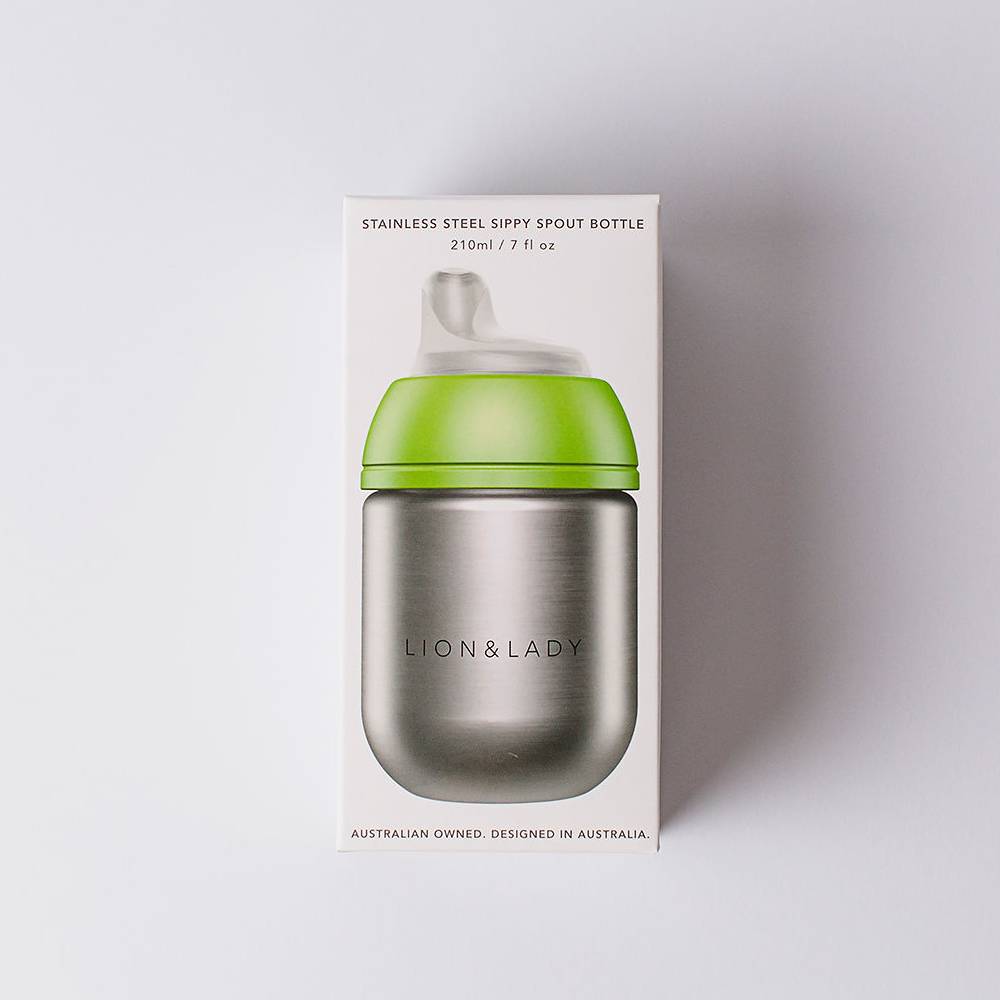 Lion & Lady 18/8 Stainless Steel Toddler Sippy Spout Bottle Cup 210ml