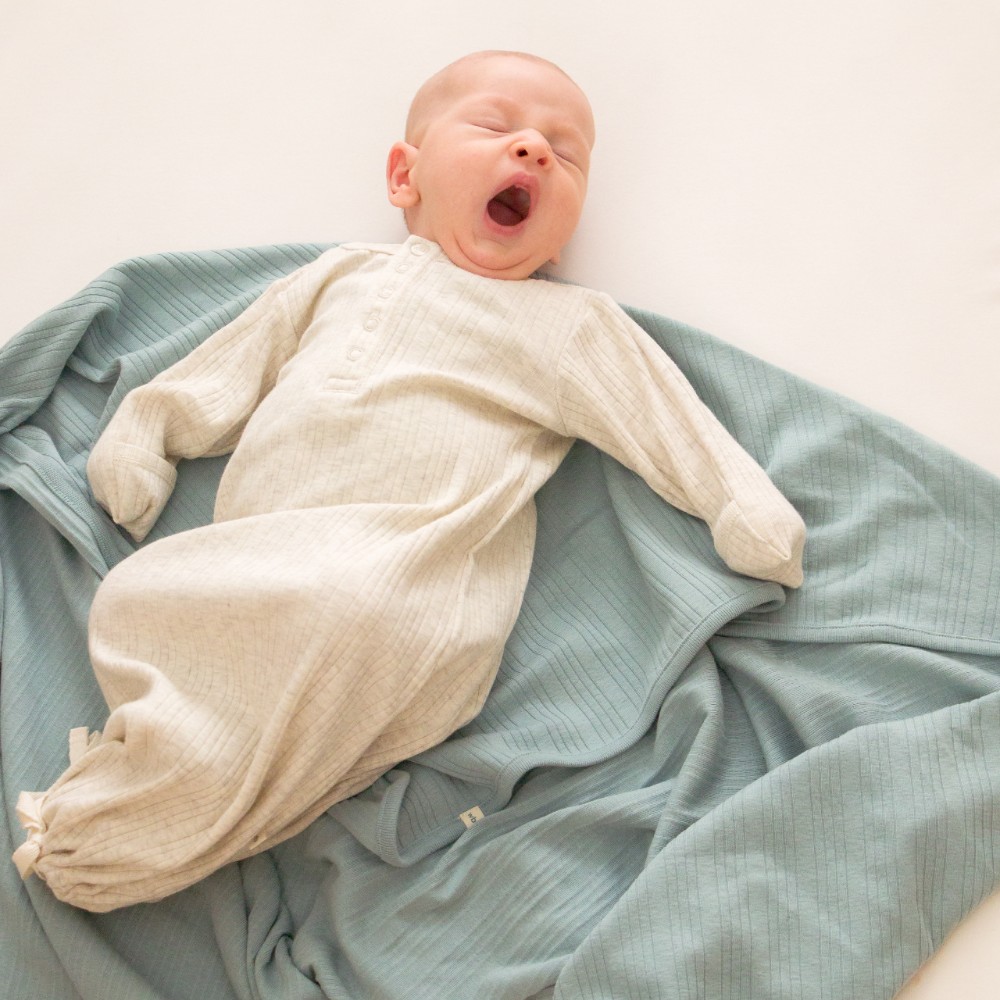 Woolbabe Merino/Organic Cotton Henley Drawstring Gown - Daydream Collection