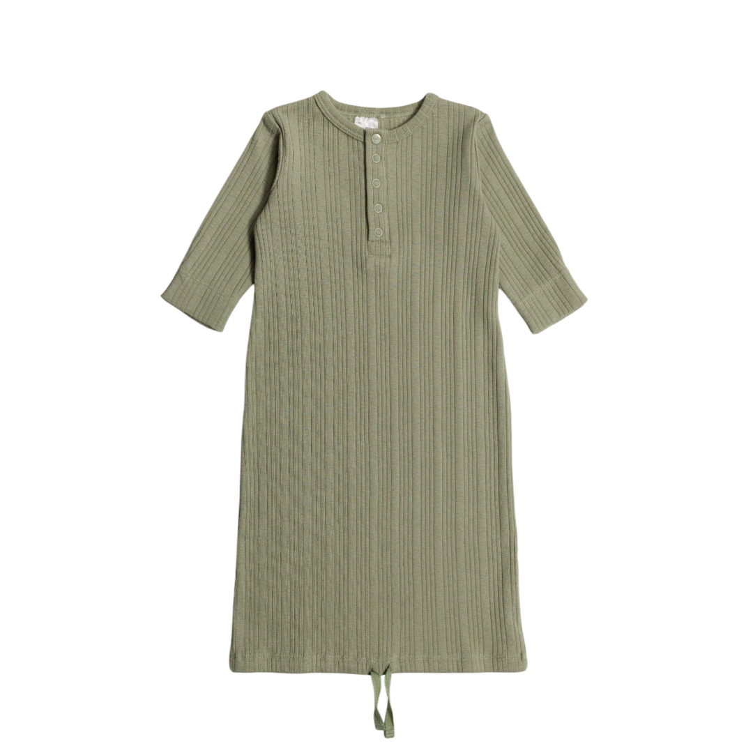 Woolbabe Merino/Organic Cotton Henley Drawstring Gown - Daydream Collection