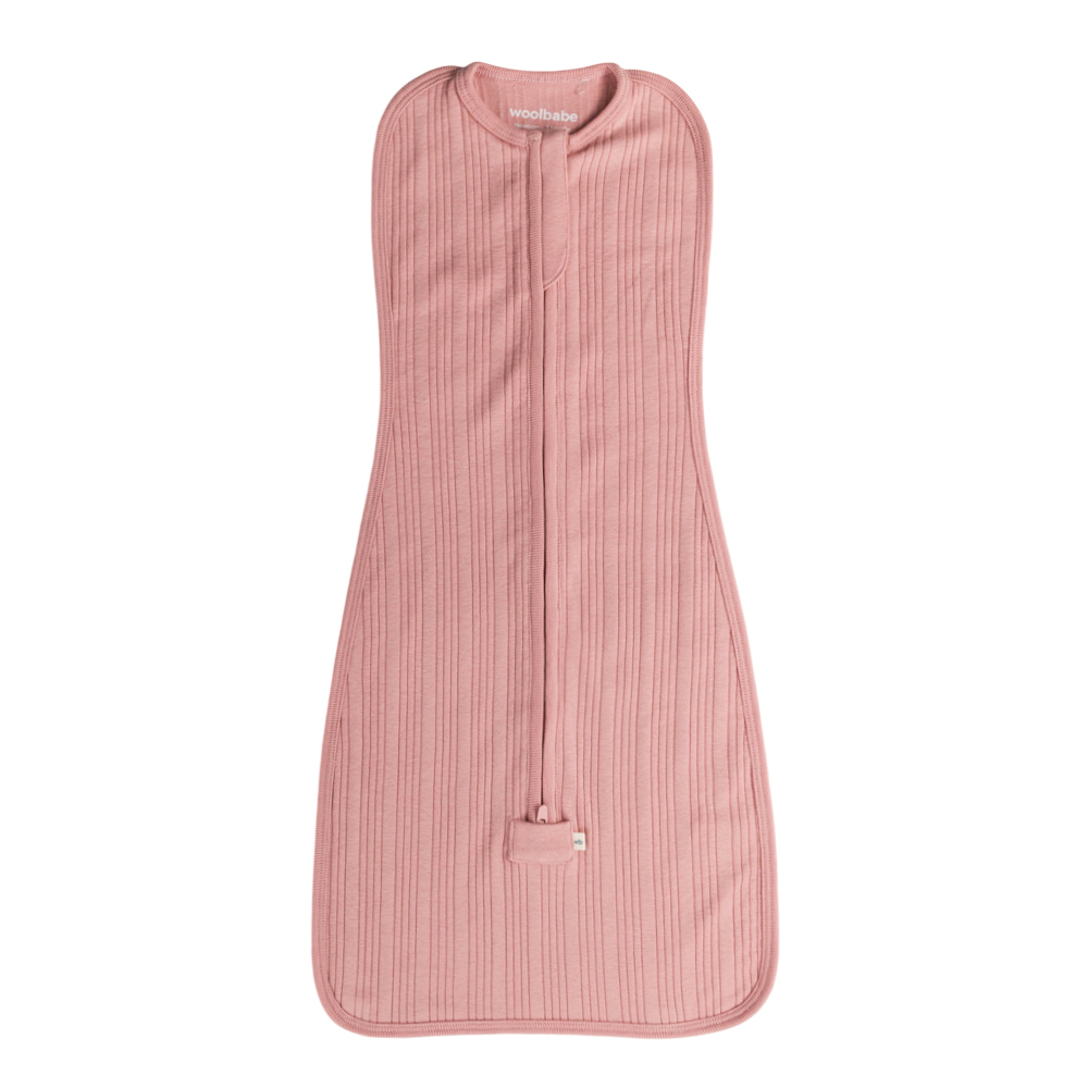 Woolbabe merino/organic cotton fitted swaddle with front zip