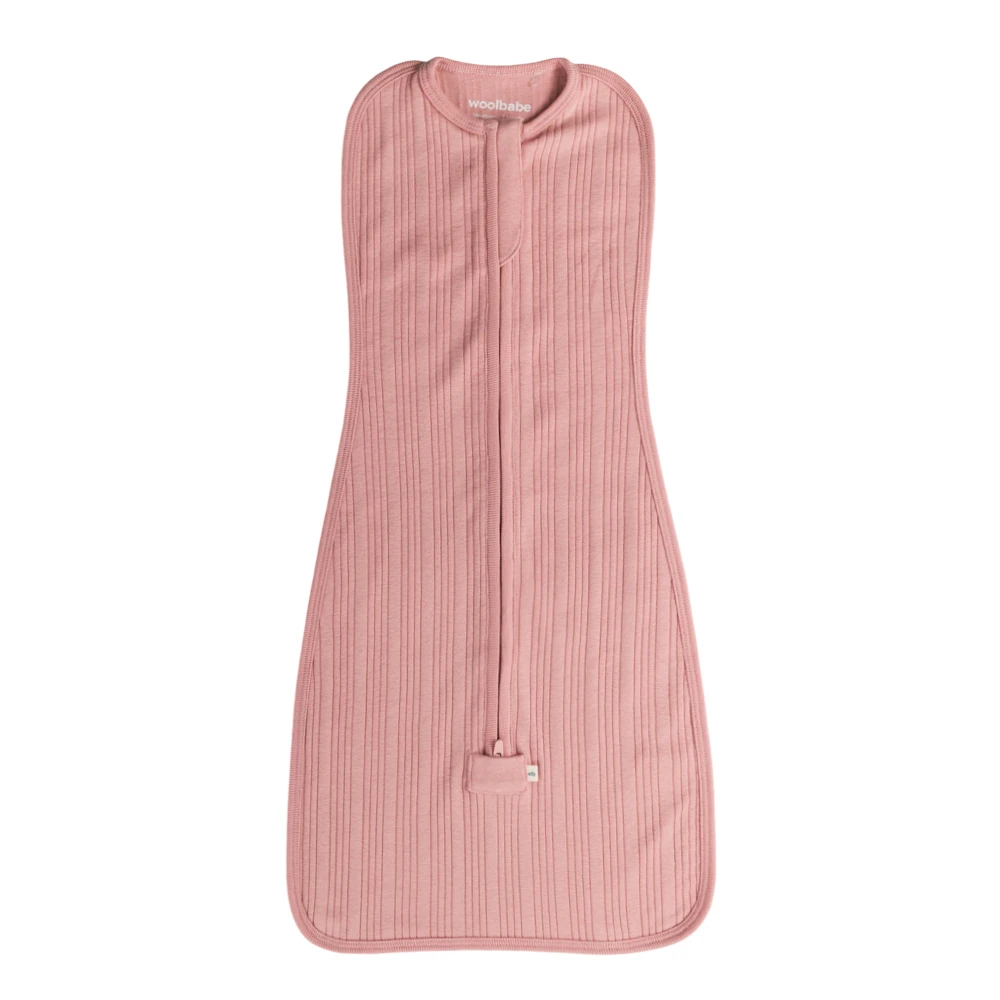 Woolbabe merino/organic cotton fitted swaddle with front zip