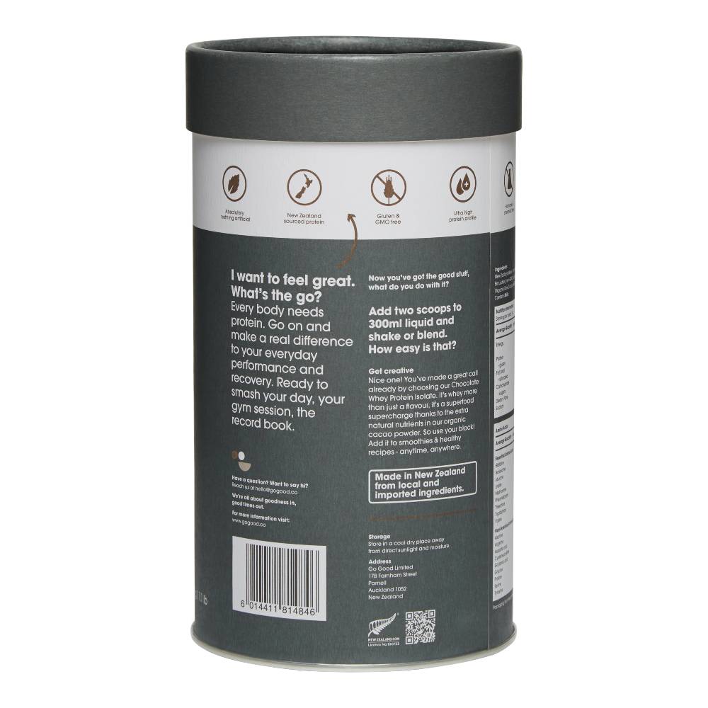 Go Good Whey Protein Isolate + Organic Chocolate