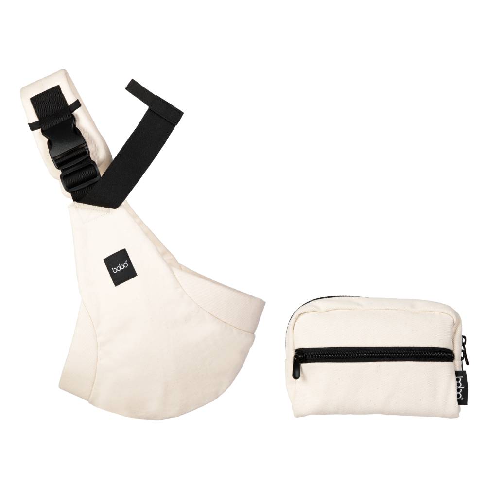 Beco Buddy Toddler Hip Carrier, Product Image of the oat variant and carry bag.
