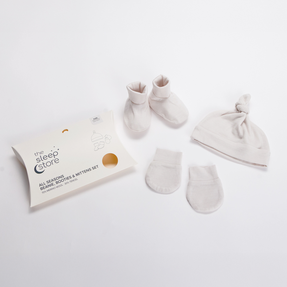 All Seasons Merino/Tencel Booties, Beanie & Mittens Pack