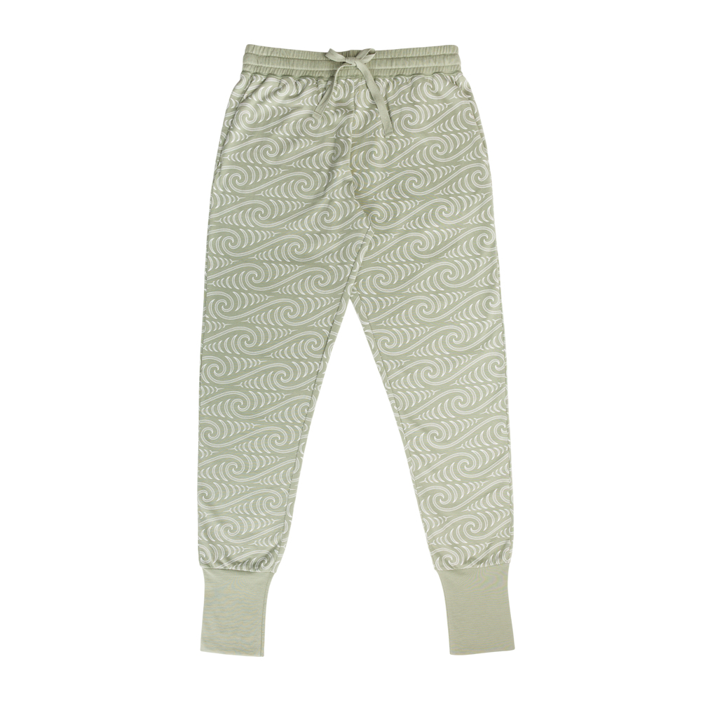 A clearcut image of Woolbabe X BO & KO Relax Lounge Pants in Flax Ngaru.