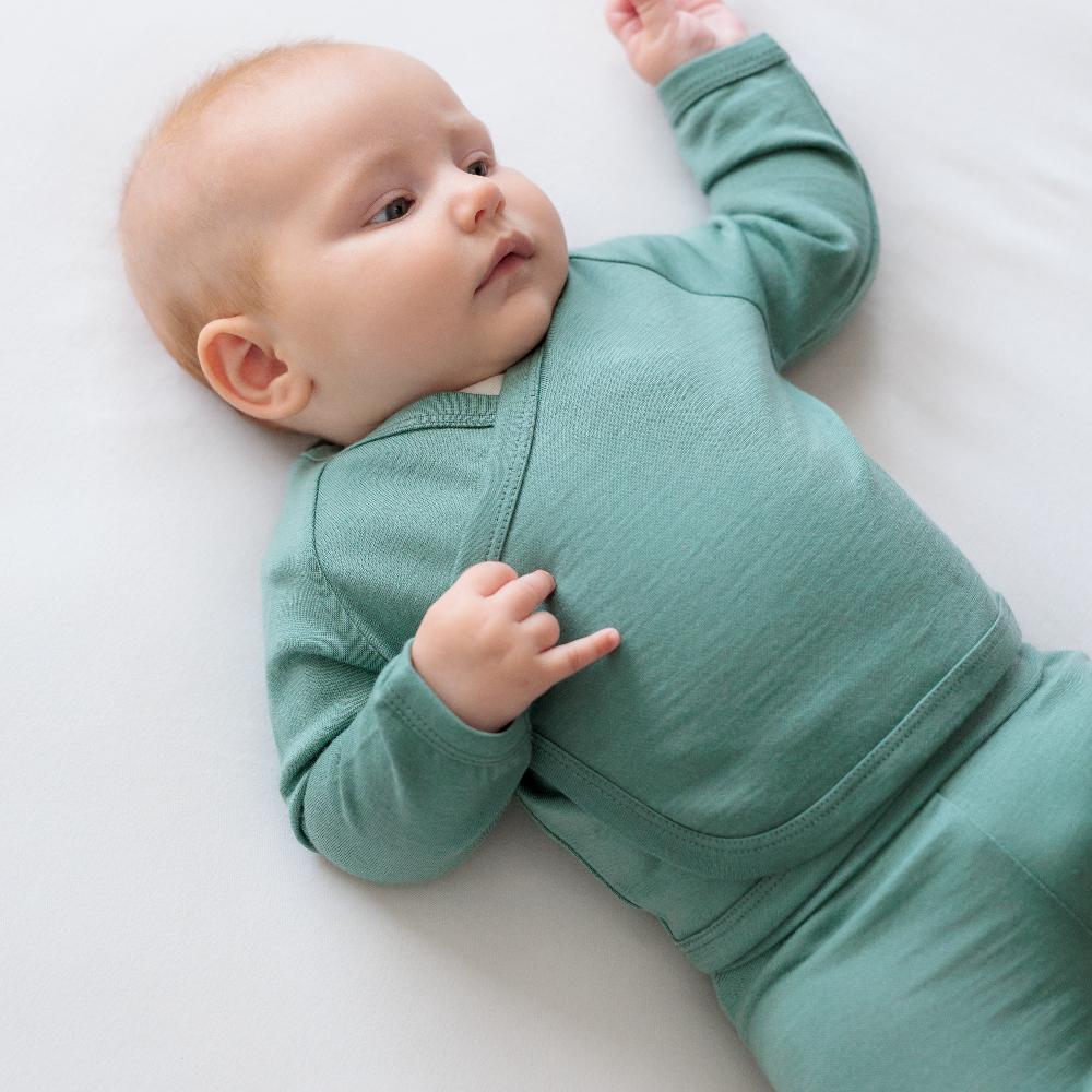 The Sleep Store Jersey New Zealand Merino Wool Kimono Cardigan - Prem - 6-12 months