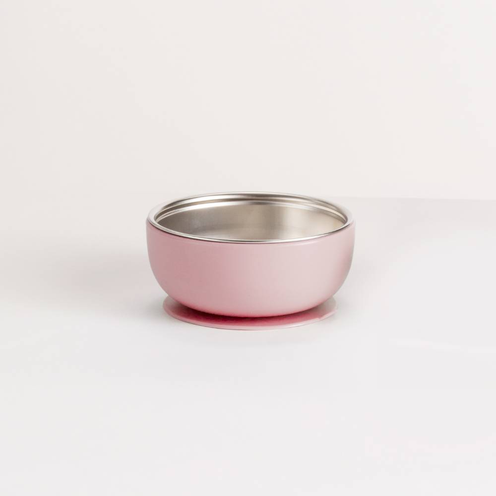 An image of the Nestling Stainless Steel Suction Bowl in the colour Dusty Pink.