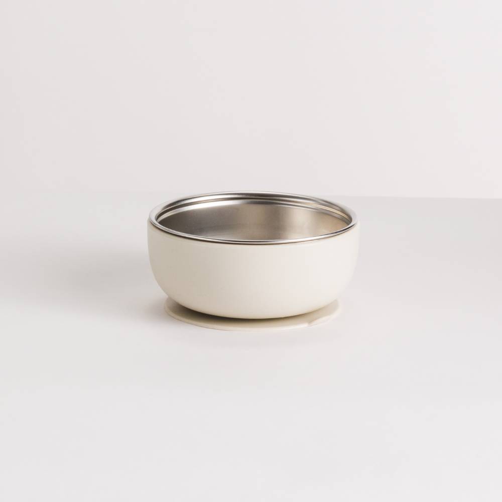 An image of the Nestling Stainless Steel Suction Bowl in the colour Oat.