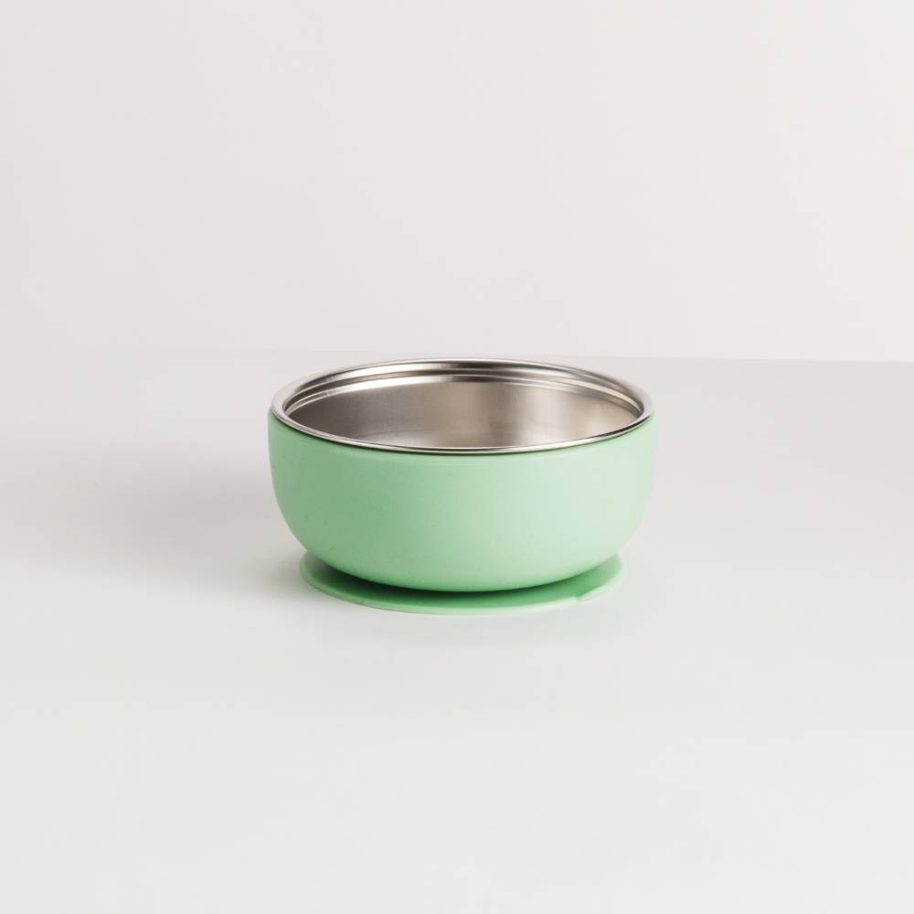 An image of the Nestling Stainless Steel Suction Bowl in the colour Sage.