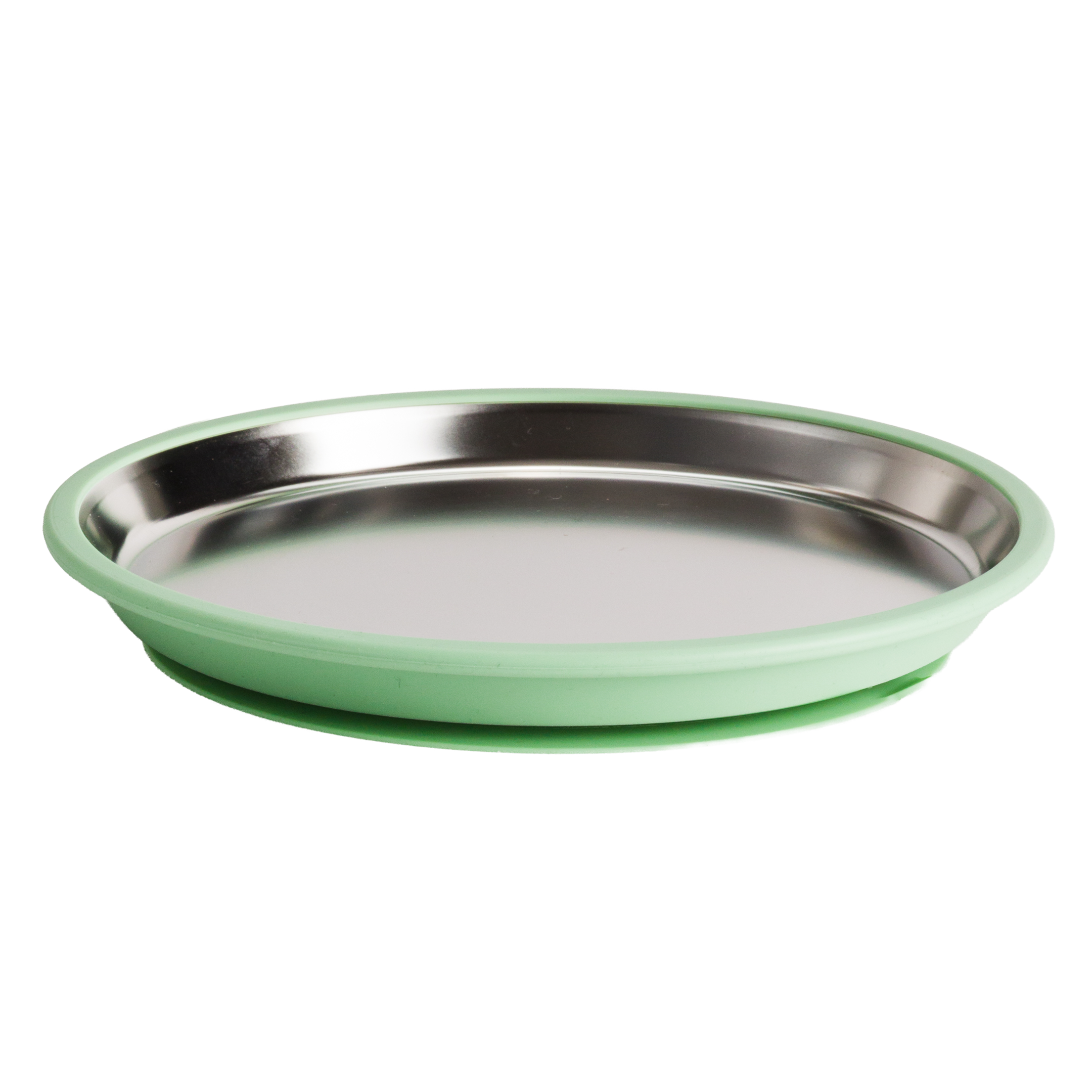 A clearcut image of the Nestling Stainless Steel 23cm Flat Suction Plate in the colour Sage.