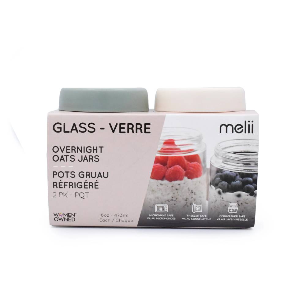 Melii Glass Overnight Oat Jars 2pk
