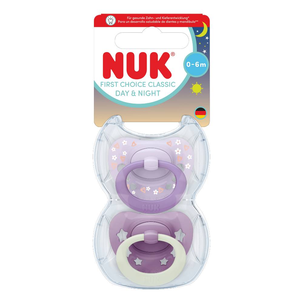 NUK First Choice Classic Day & Night Soothers 2pk