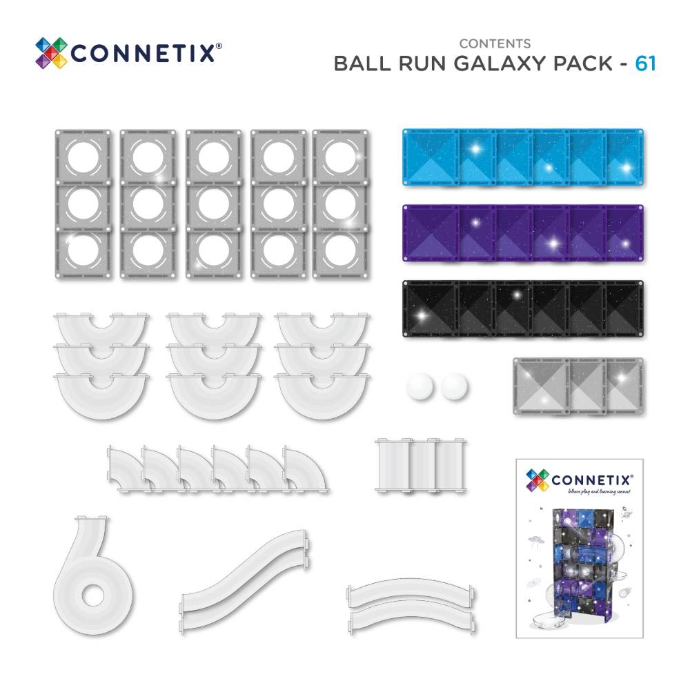 Connetix Ball Run Glitter Galaxy Pack - 61 Piece
