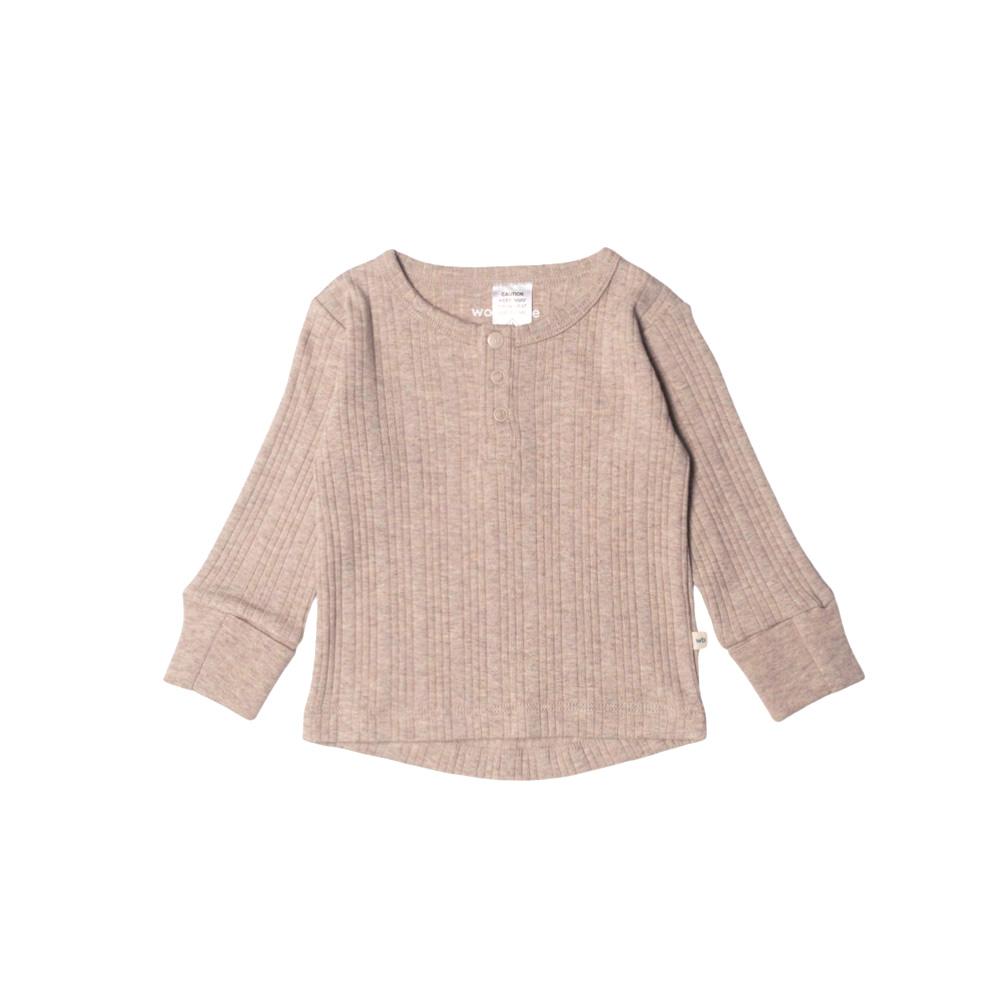 Washed Henley Top - Dune Marl
