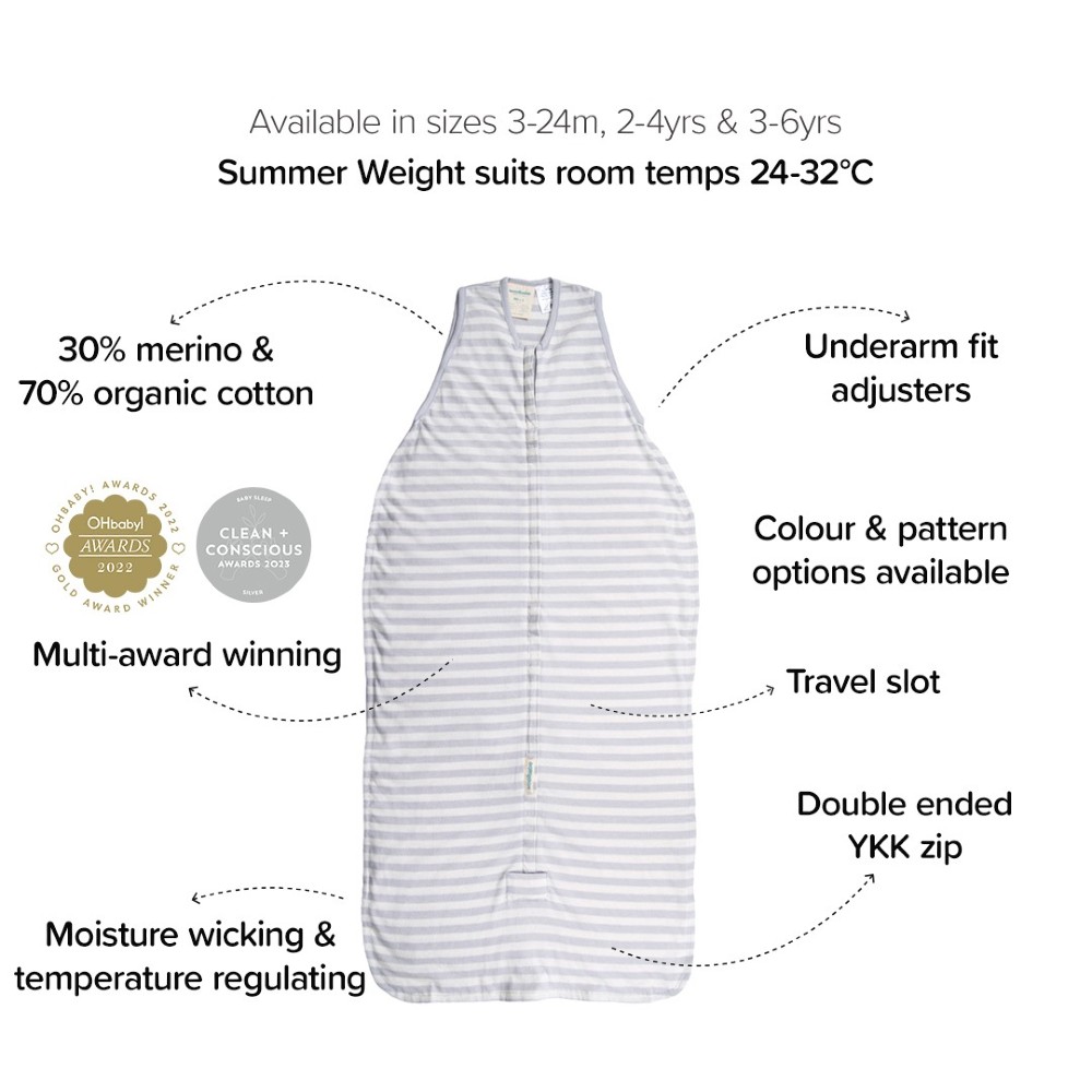 Features of the Woolbabe Front Zip Summer Sleeping Bag