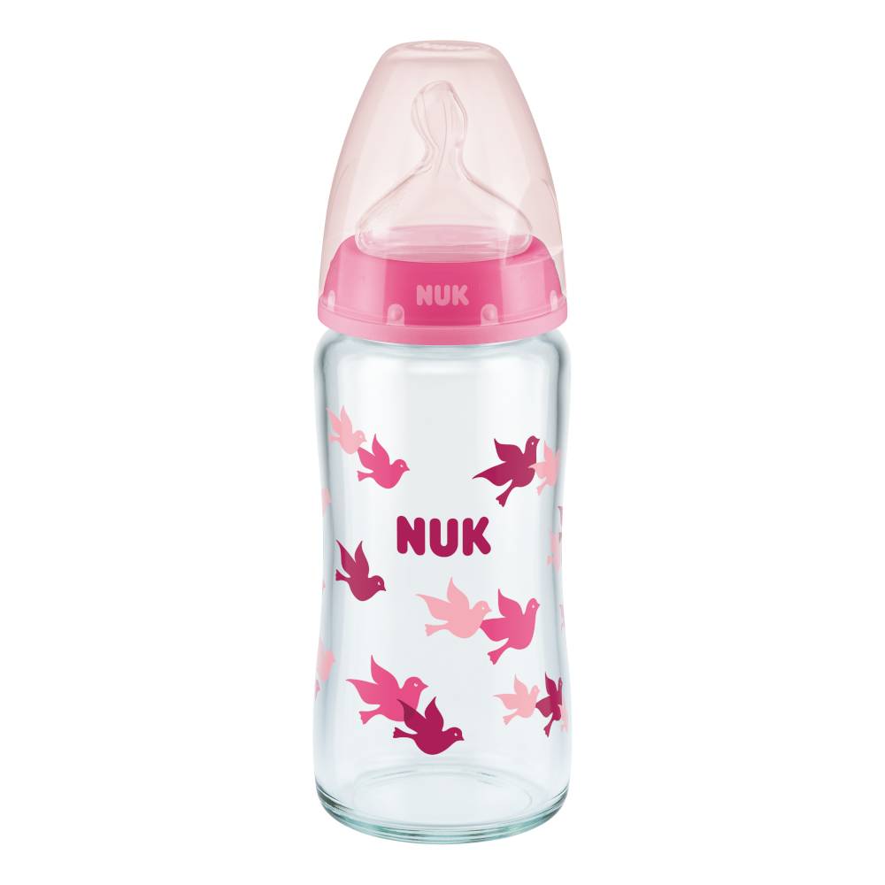NUK First Choice Glass Bottle Wide Neck Pink