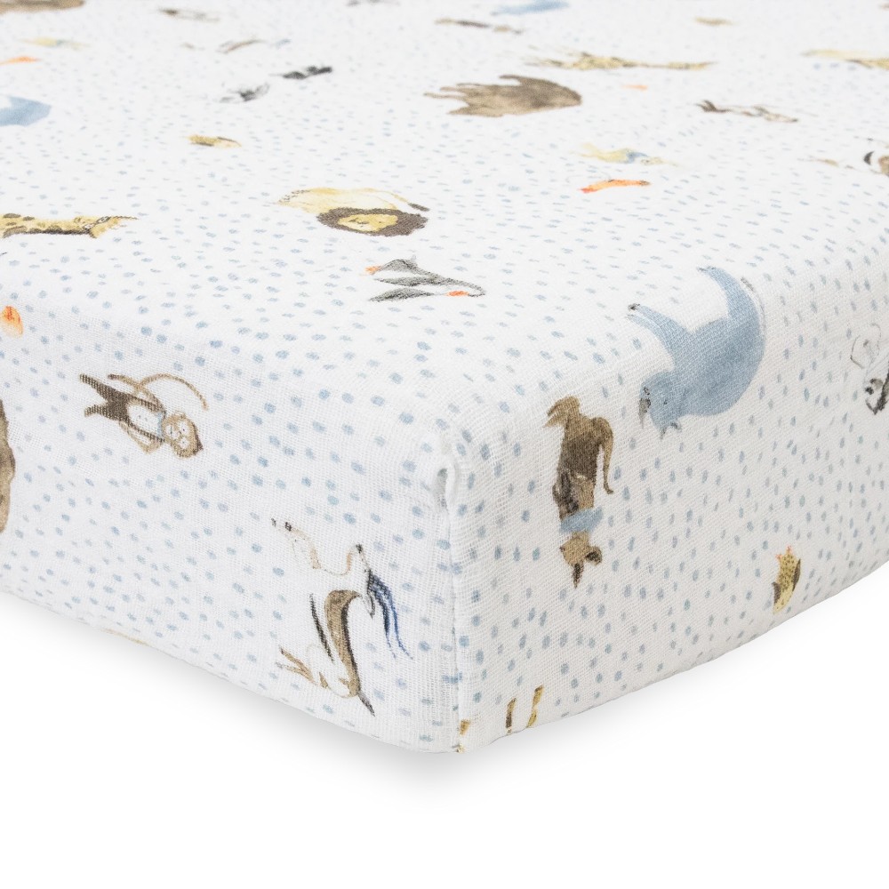 Little Unicorn - Muslin Fitted Cot Sheet - 132 x 71cm