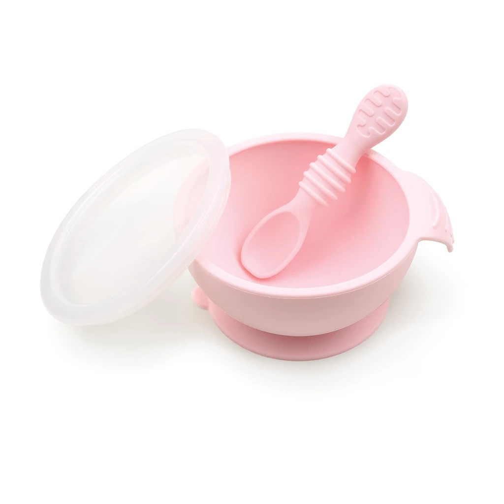 Bumkins Suction Silicone Baby Feeding Set, Bowl, Lid, Spoon