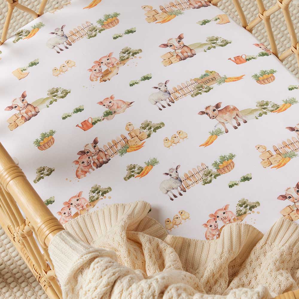 Snuggle Hunny Kids Fitted Bassinet Sheet / Change Pad Cover - 80 x 48cm