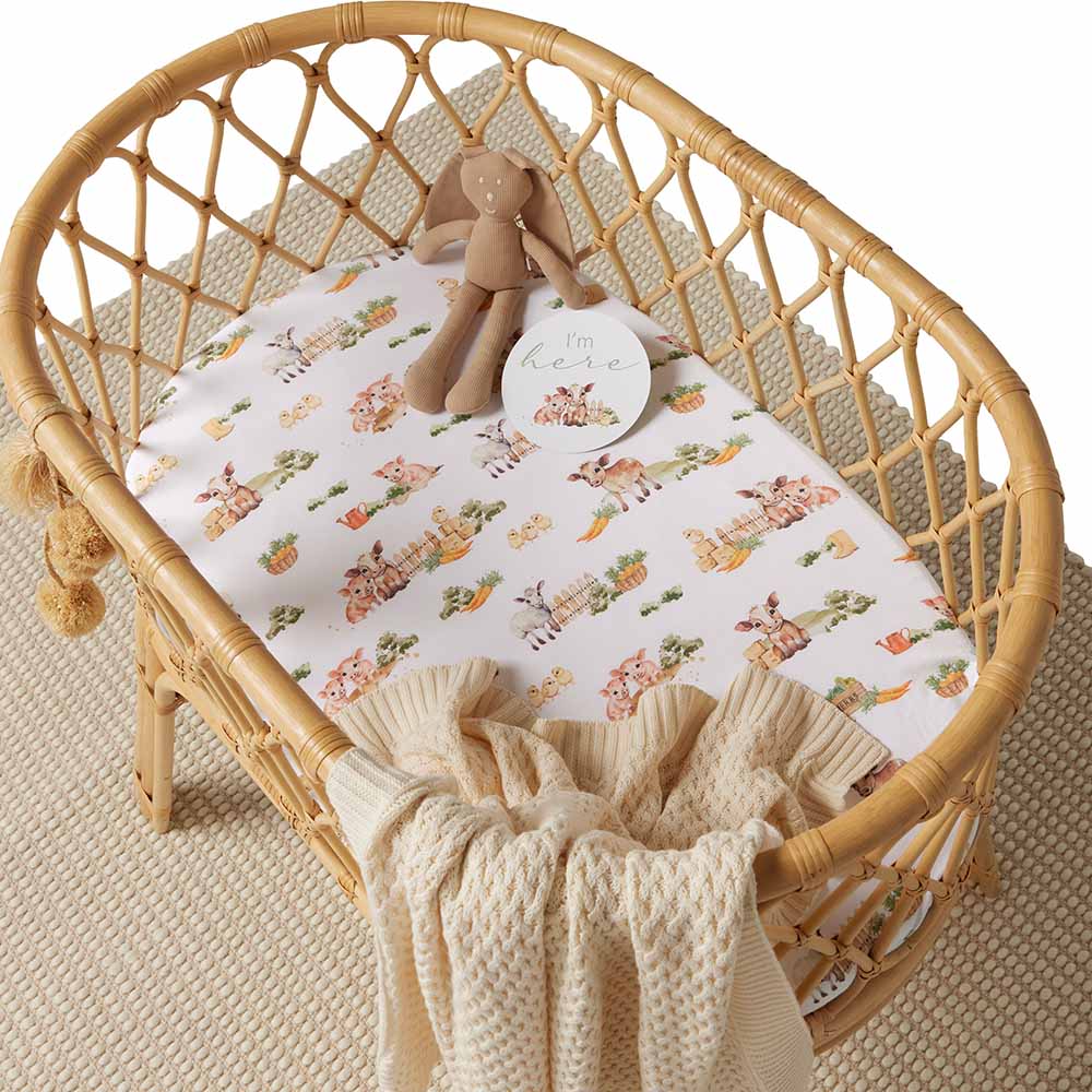 Snuggle Hunny Kids Fitted Bassinet Sheet / Change Pad Cover - 80 x 48cm