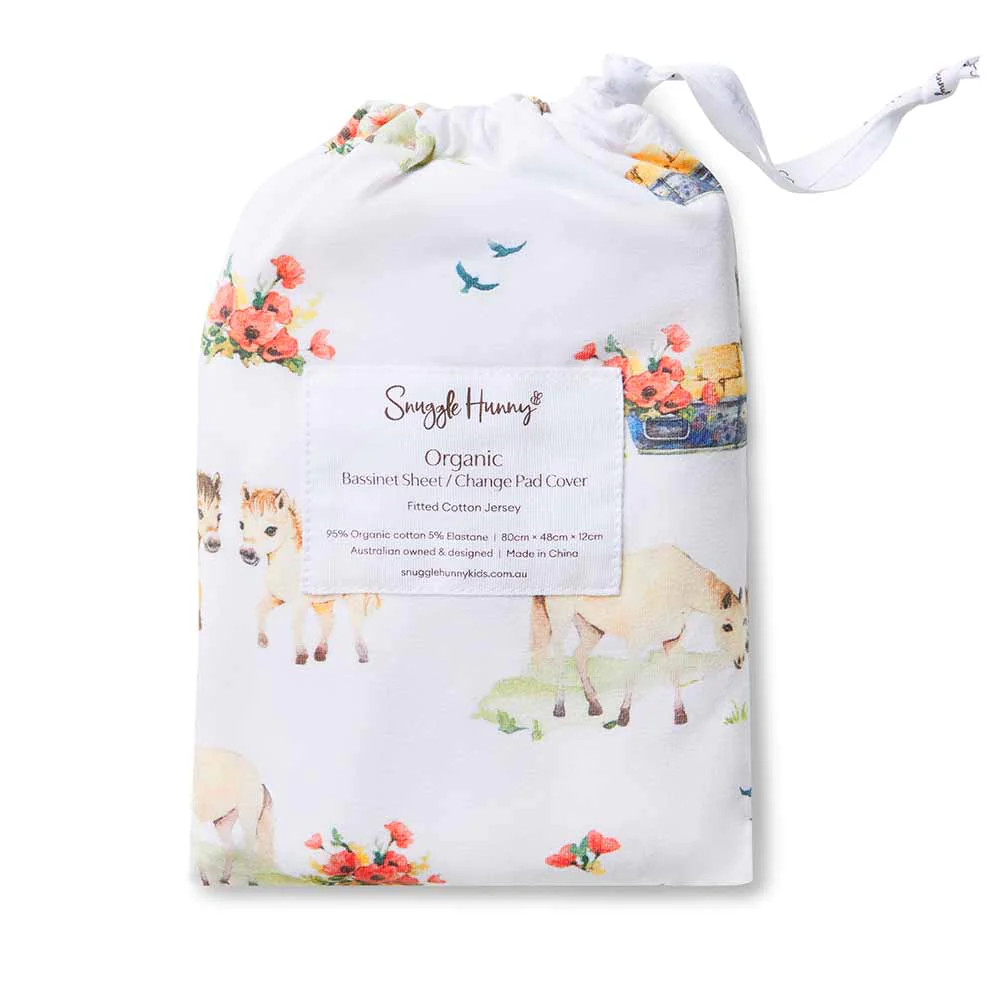 Snuggle Hunny Kids Fitted Bassinet Sheet / Change Pad Cover - 80 x 48cm