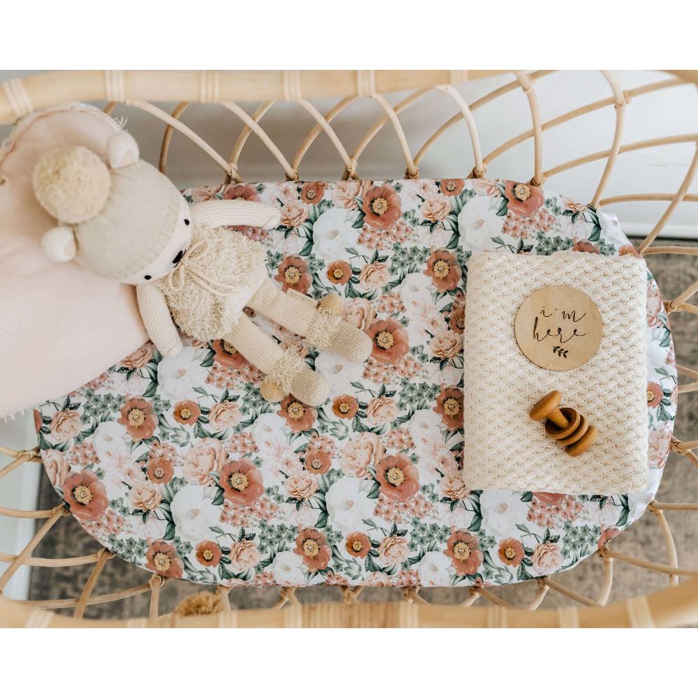 Snuggle Hunny Kids Fitted Bassinet Sheet / Change Pad Cover - 80 x 48cm