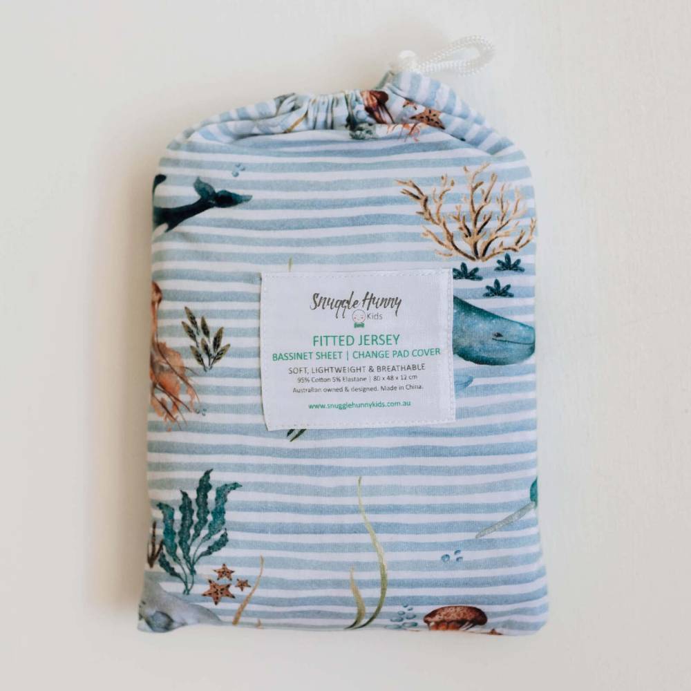 Snuggle Hunny Kids Fitted Bassinet Sheet / Change Pad Cover - 80 x 48cm