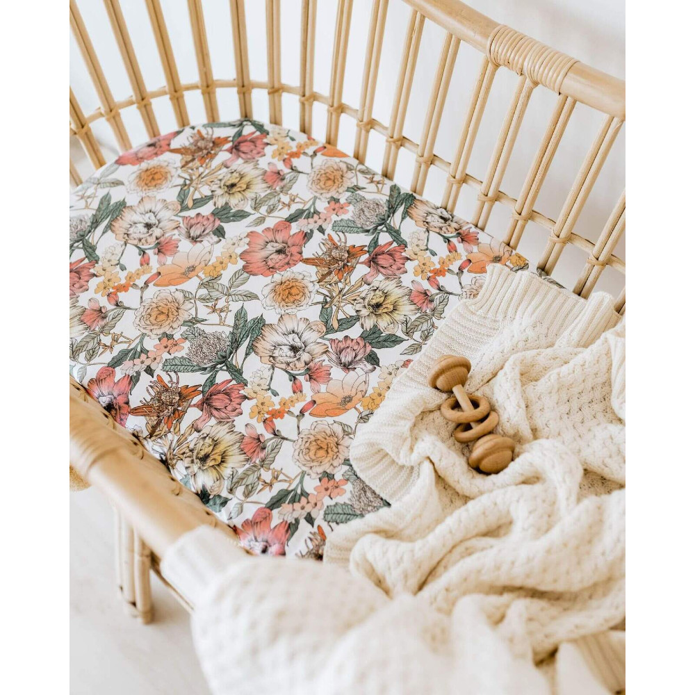 Snuggle Hunny Kids Fitted Bassinet Sheet / Change Pad Cover - 80 x 48cm