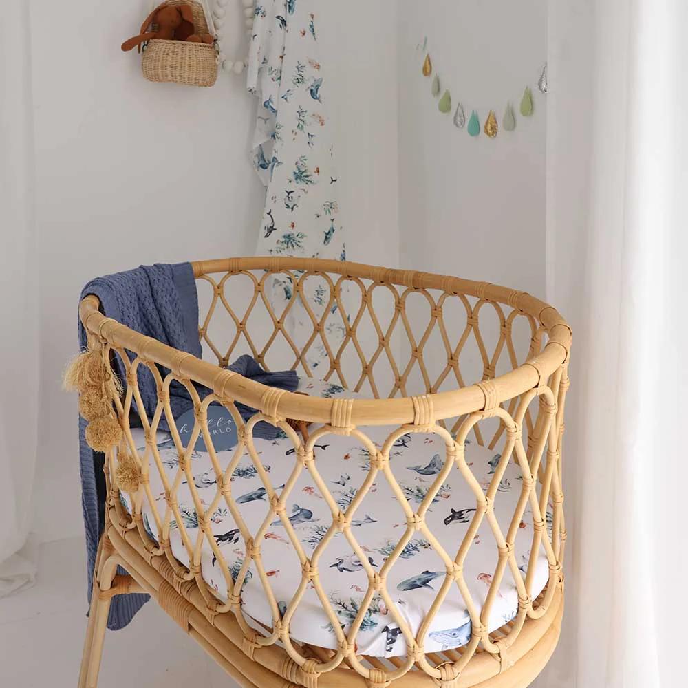 Snuggle Hunny Kids Fitted Bassinet Sheet / Change Pad Cover - 80 x 48cm