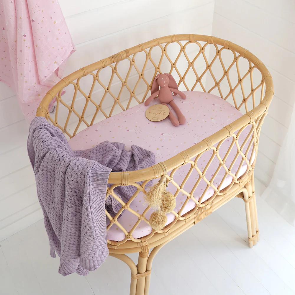 Snuggle Hunny Kids Fitted Bassinet Sheet / Change Pad Cover - 80 x 48cm